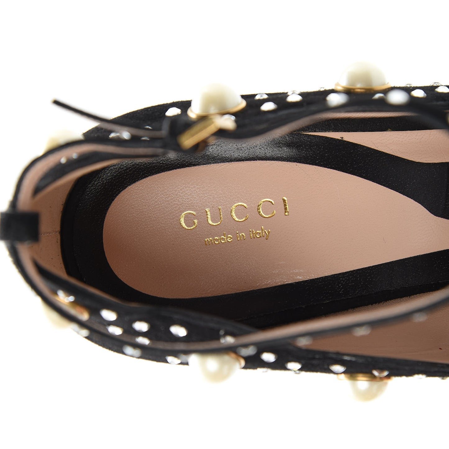 Suede Snakeskin Pearl Studded Ofelia Pumps 41.5 Black