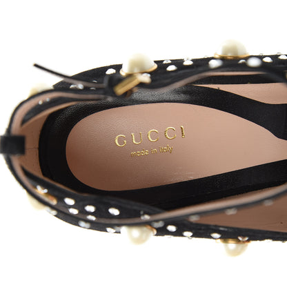 Gucci Suede Snakeskin Pearl Studded Ofelia Pumps 41.5 Black 8 of 12
