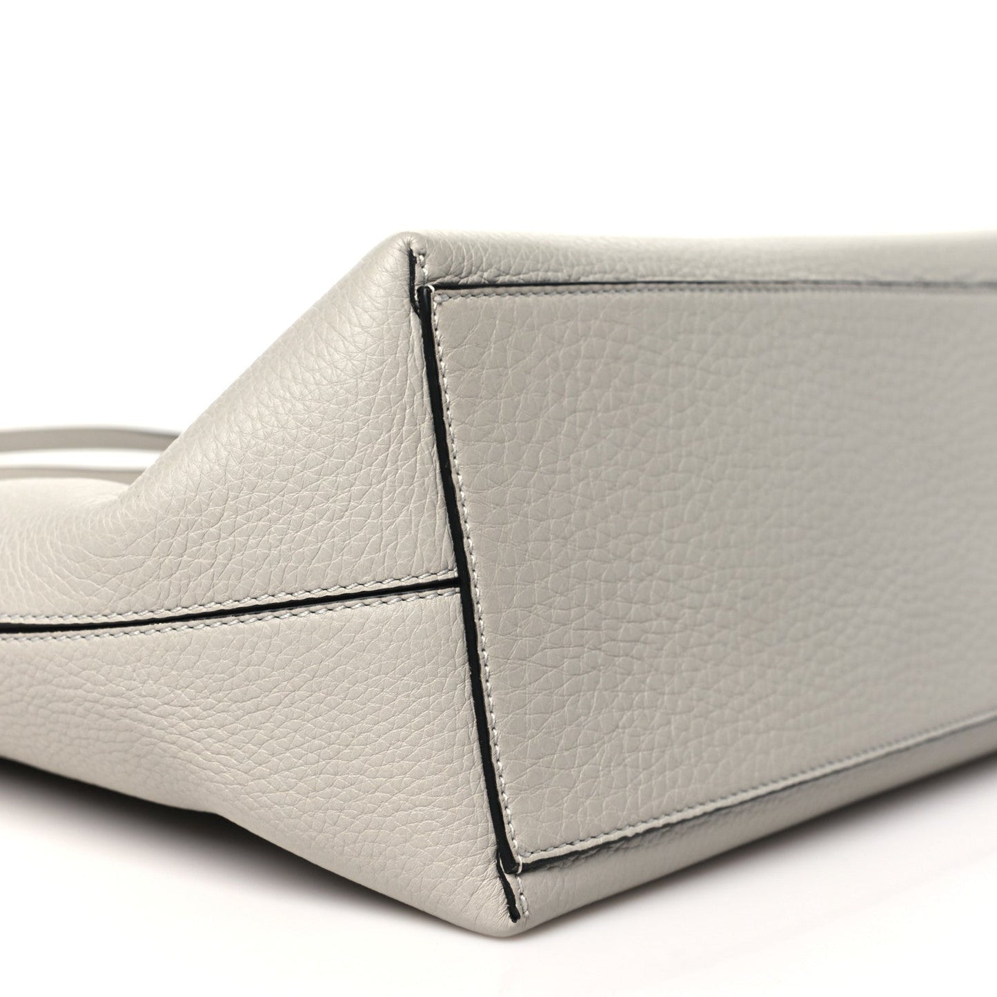 Grained Calfskin Rockstud Shoulder Tote Opal Grey