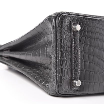 Hermes Matte Niloticus Crocodile Birkin 25 Graphite 7 of 33