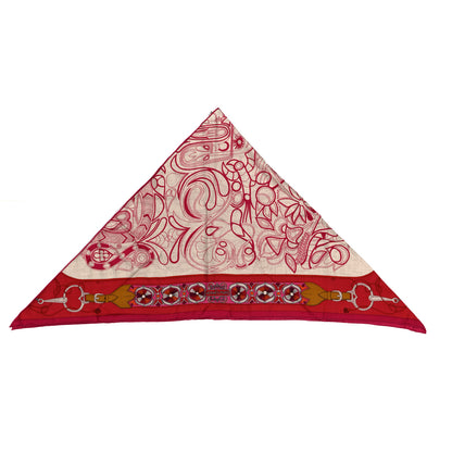 Hermes Cashmere Silk Folklore d'Henri d'Origny Giant Pointe Triangle Shawl Naturel Fuchsia Rose Poudre 1 of 4