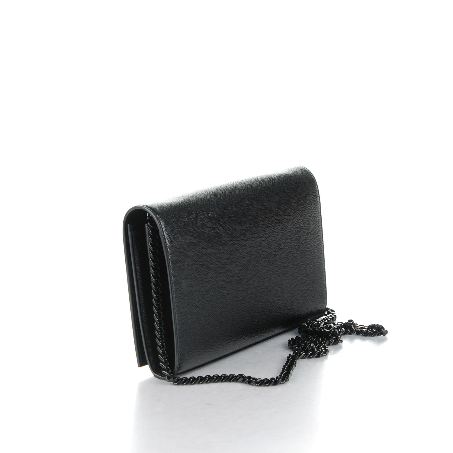 Saint Laurent Grain De Poudre Monogram Chain Wallet Black 3 of 8