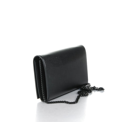 Saint Laurent Grain De Poudre Monogram Chain Wallet Black 3 of 8