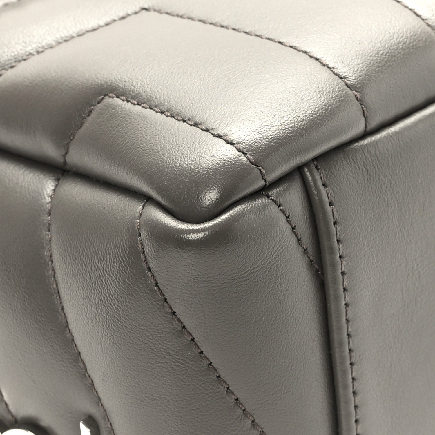 Saint Laurent Calfskin Y Quilted Monogram Small Loulou Bowling Bag Earth 10 of 11