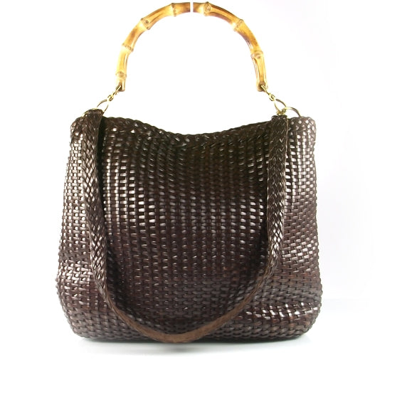 Gucci Woven Bamboo Top Handle Tote 1 of 9