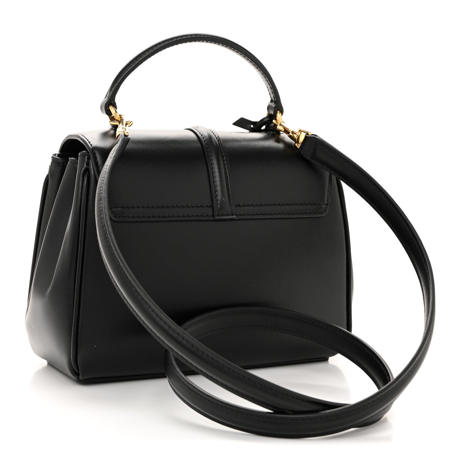 Celine Satinated Calfskin Mini 16 Top Handle Bag Black 3 of 16