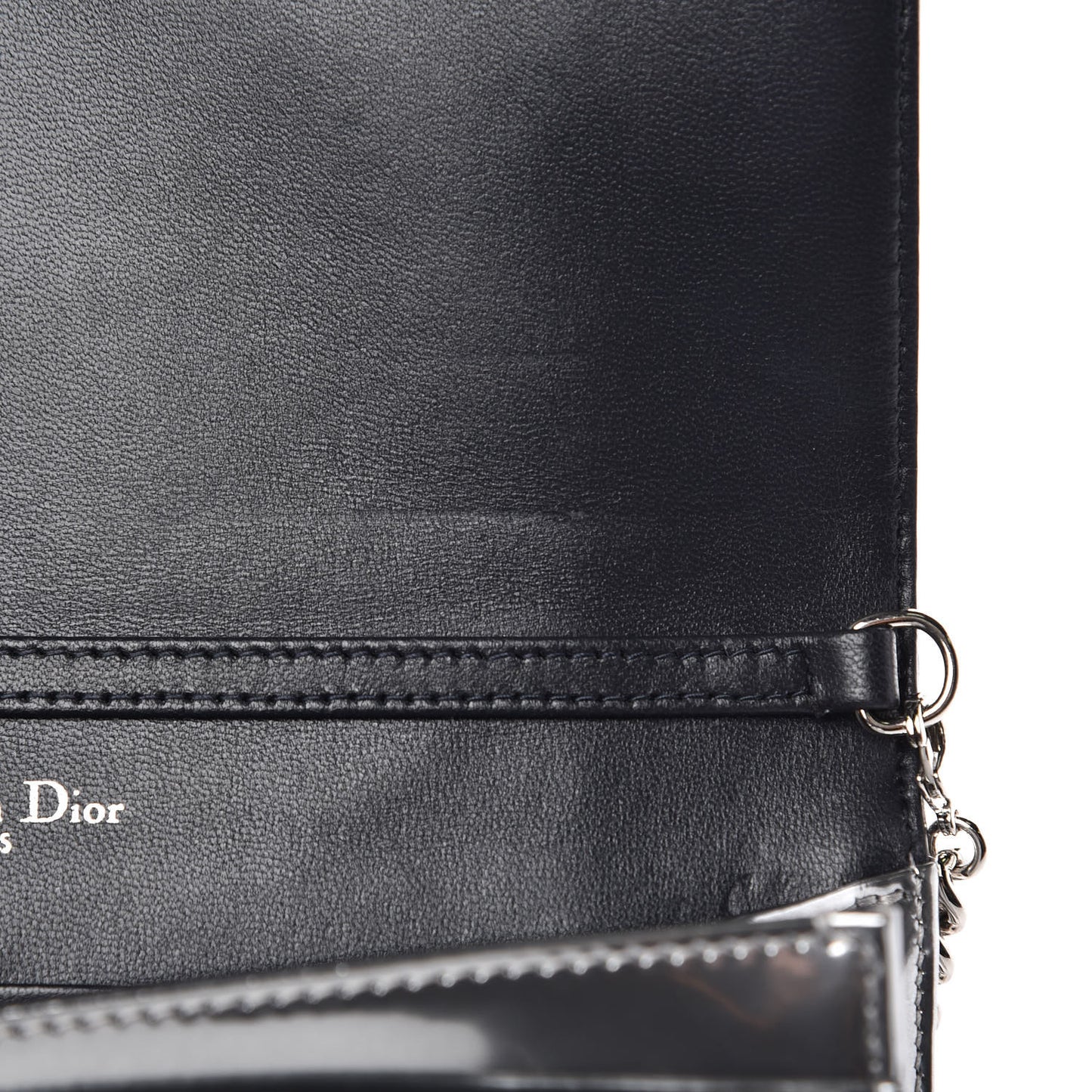 Metallic Patent Micro-Cannage Diorama Wallet on Chain Pouch Silver