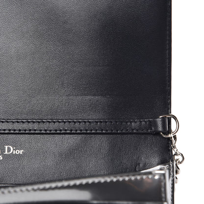 Christian Dior Metallic Patent Micro-Cannage Diorama Wallet on Chain Pouch Silver 9 of 9