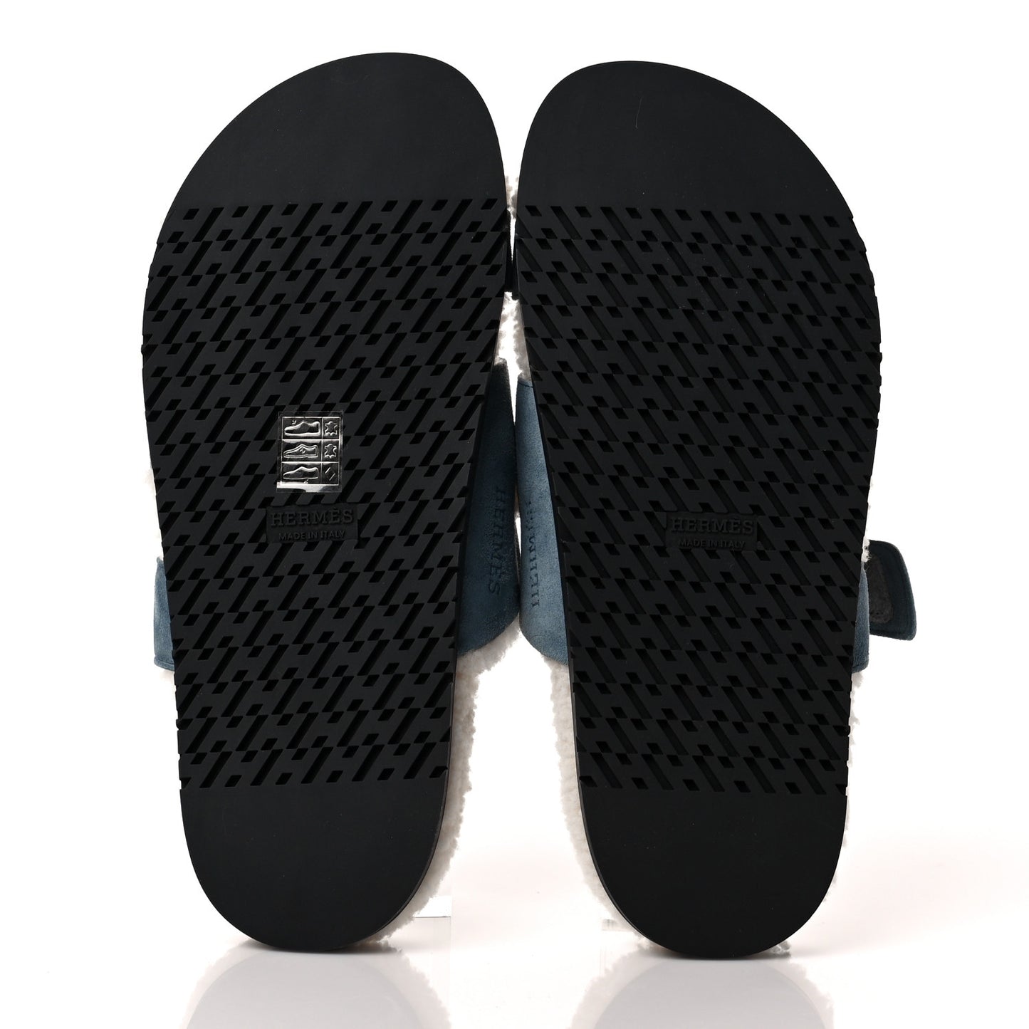 Suede Goatskin Woolskin Womens Chypre Sandals 39 Bleu Pinede Ecru
