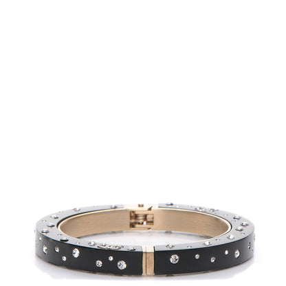 Chanel Resin Crystal CC Bangle Black Gold 1 of 6
