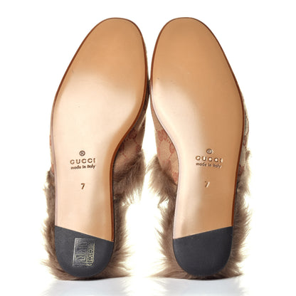 Gucci GG Monogram Fur Mens Princetown Slippers 7 Beige Ruggine Rust 5 of 8
