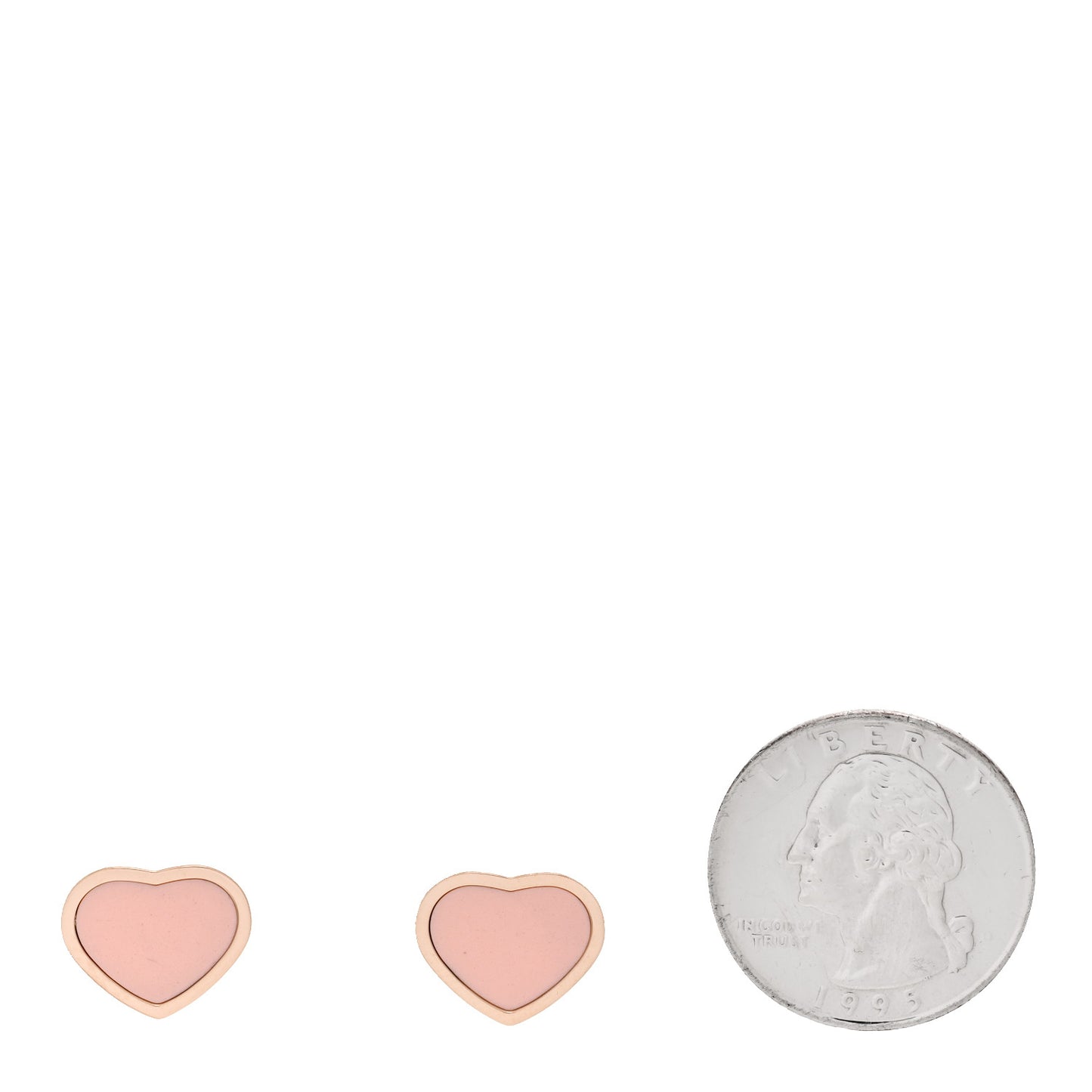 18K Rose Gold Pink Stone Happy Hearts Stud Earrings