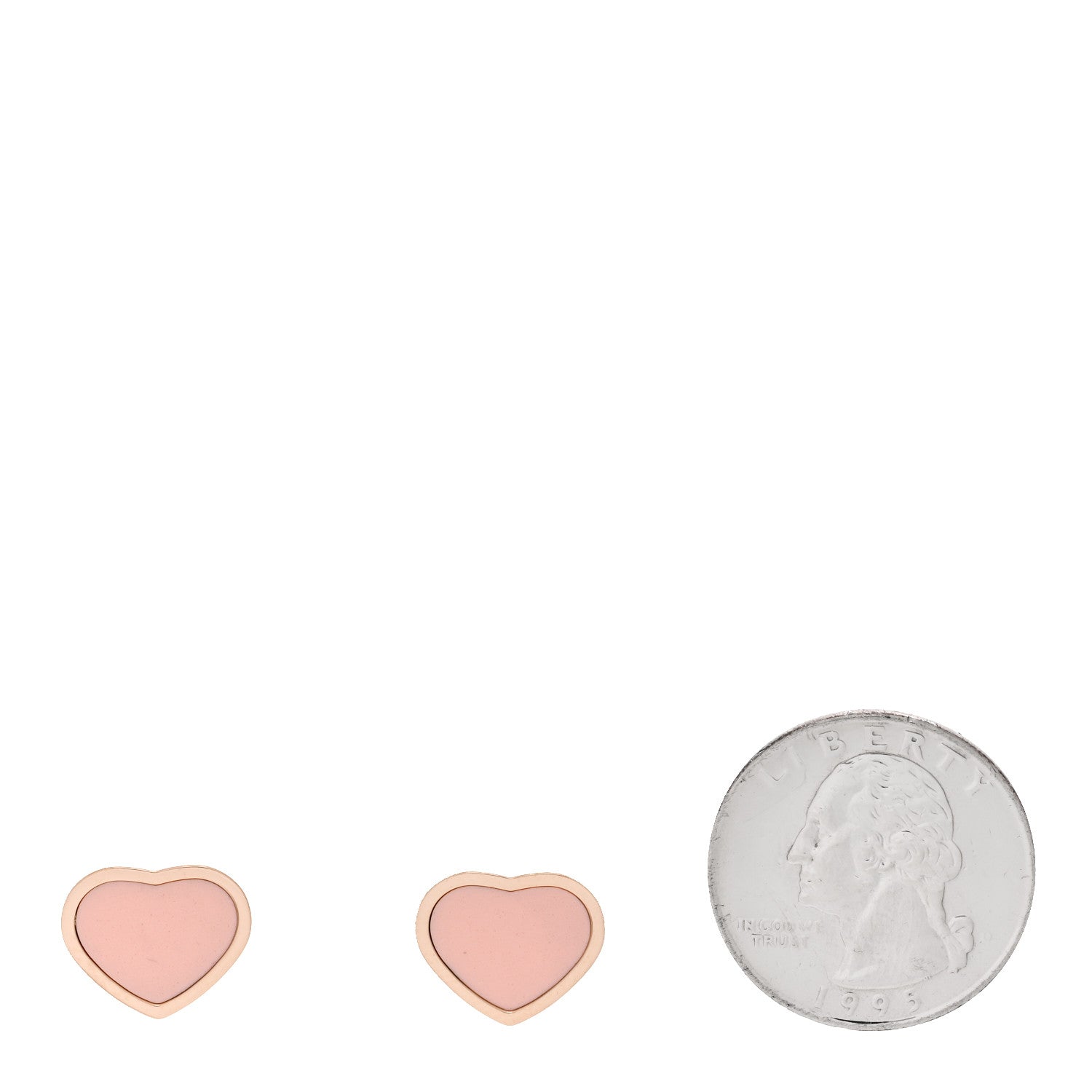 Chopard 18K Rose Gold Pink Stone Happy Hearts Stud Earrings 2 of 4