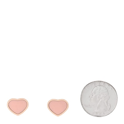 Chopard 18K Rose Gold Pink Stone Happy Hearts Stud Earrings 2 of 4