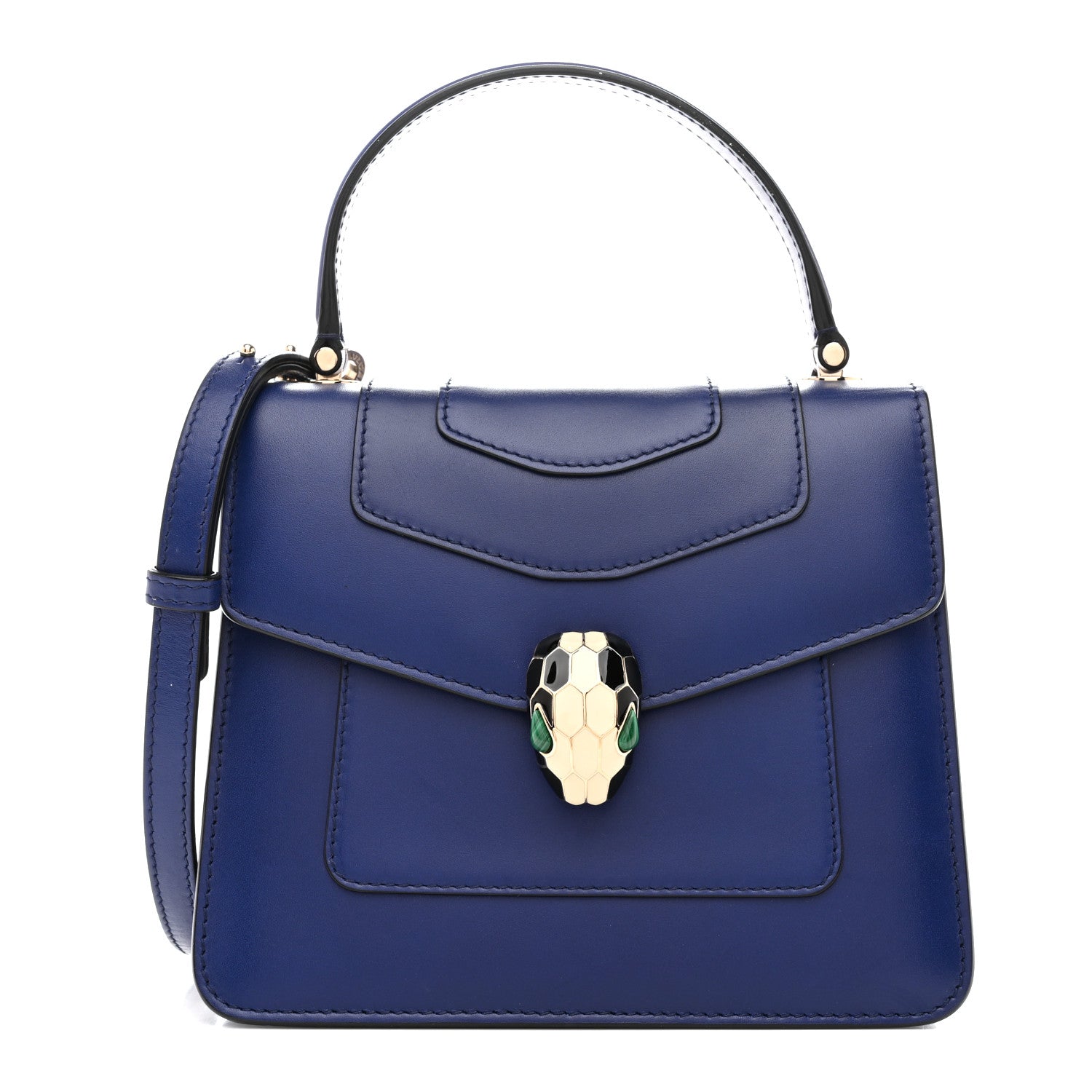 Bulgari Calfskin Serpenti Forever Top Handle Blue 1 of 15