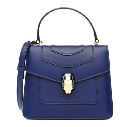 Bulgari Calfskin Serpenti Forever Top Handle Blue 1 of 15
