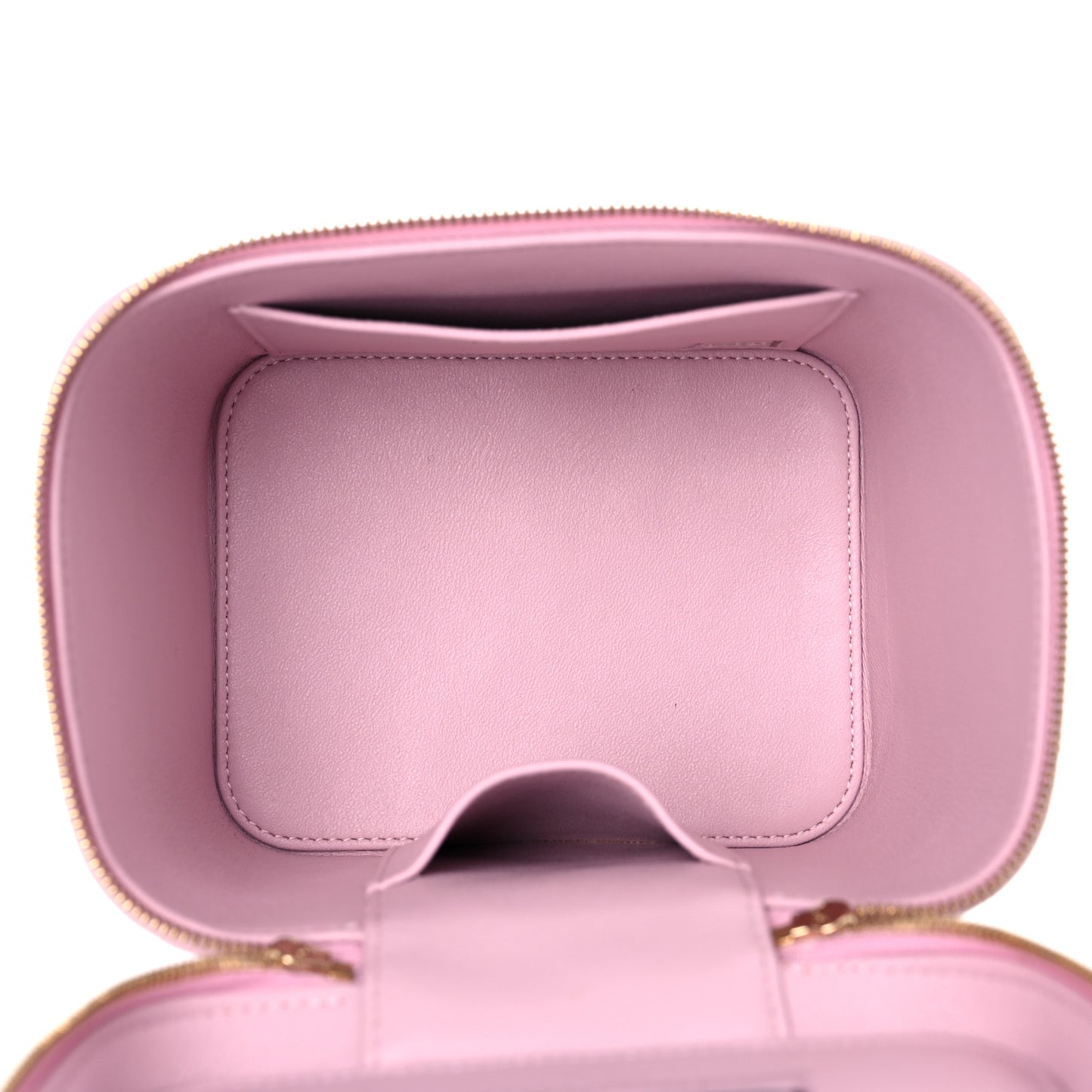 Caviar Quilted Small Top Handle Vanity Case With Chain Light Pink