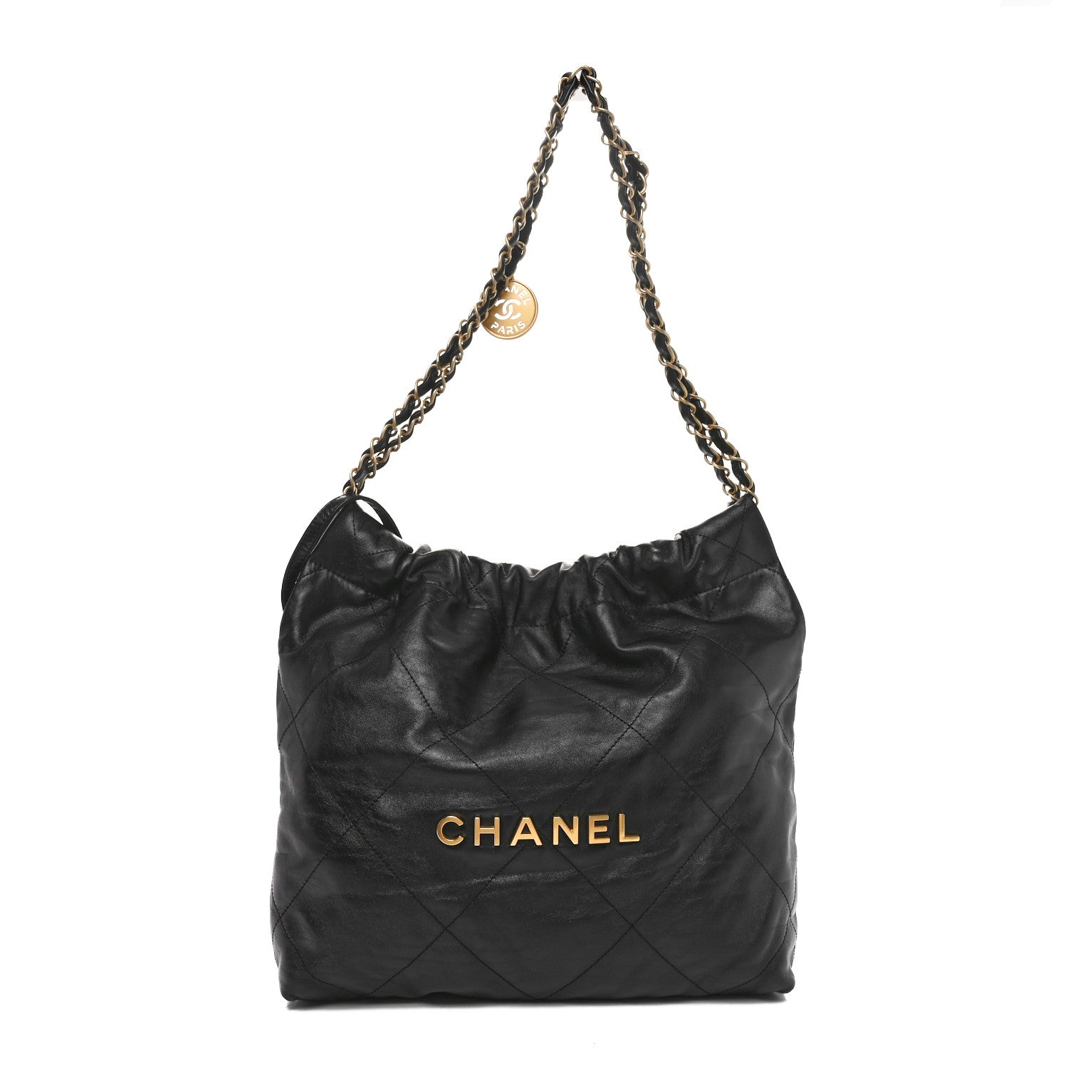 Chanel Shiny Calfskin Quilted Small Chanel 22 Black 1 of 11