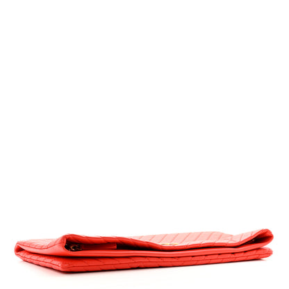 Chanel Lambskin Chevron CC Clutch Orange 4 of 12
