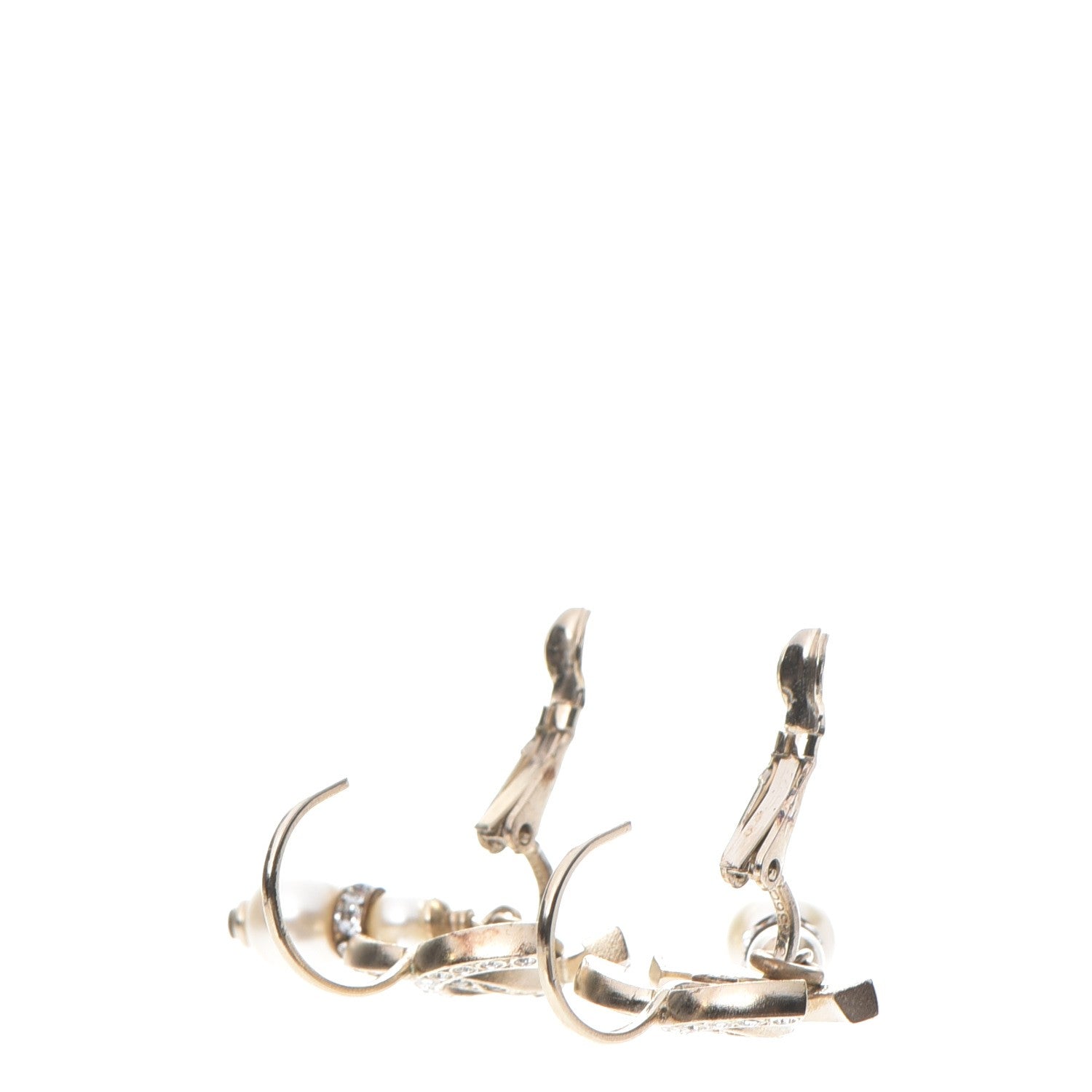 Chanel Enamel Crystal Pearl CC Earrings Gold 5 of 6