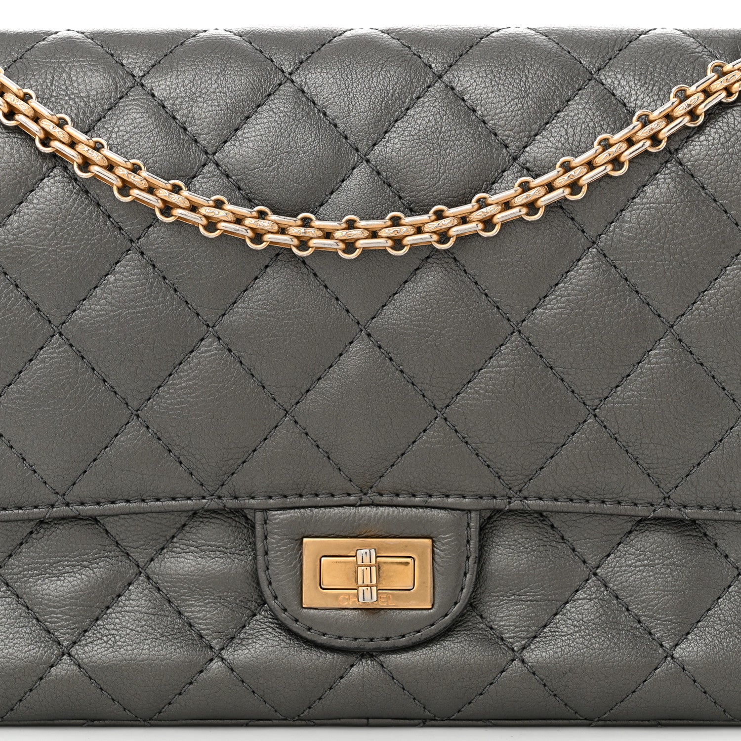 Chanel Metallic Calfskin Quilted 2.55 Reissue 226 Flap Charcoal 8 of 10
