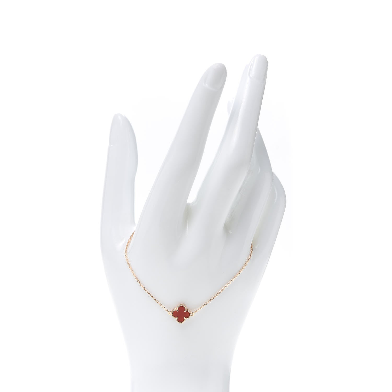 Van Cleef & Arpels 18K Rose Gold Carnelian Sweet Alhambra Bracelet 2 of 6
