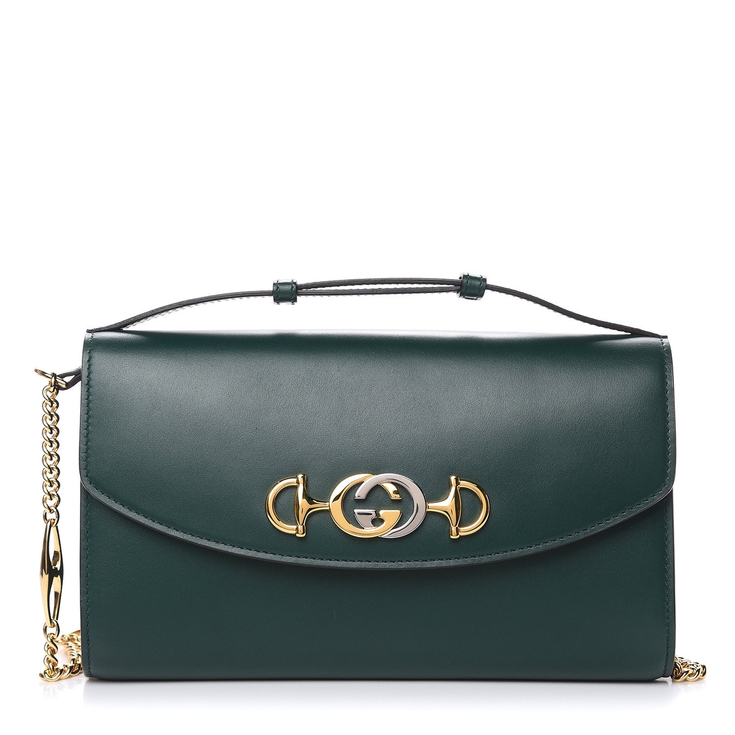 Smooth Calfskin Small Zumi Top Handle Shoulder Bag Vintage Green