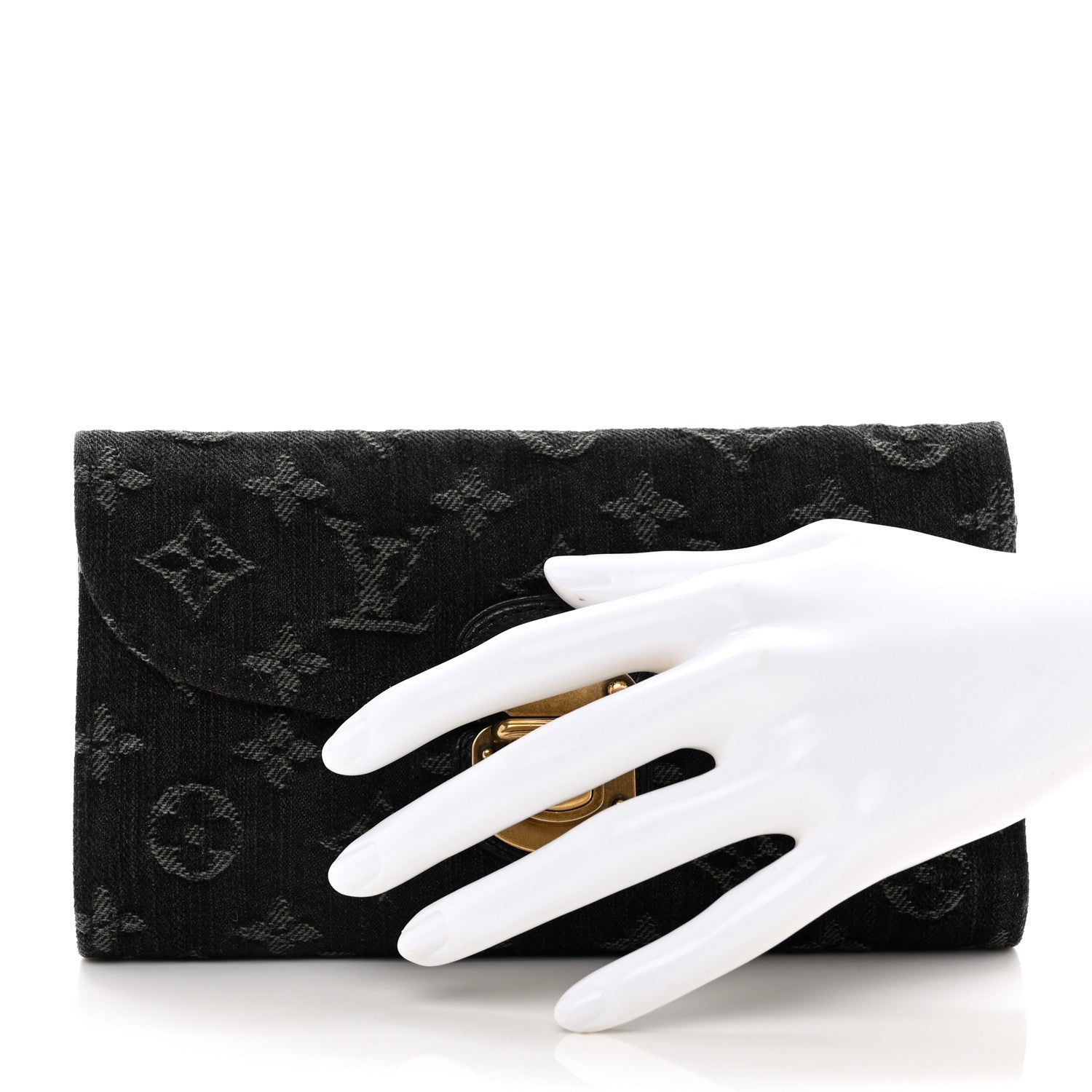 Louis Vuitton Denim Amelia Wallet Black 2 of 6