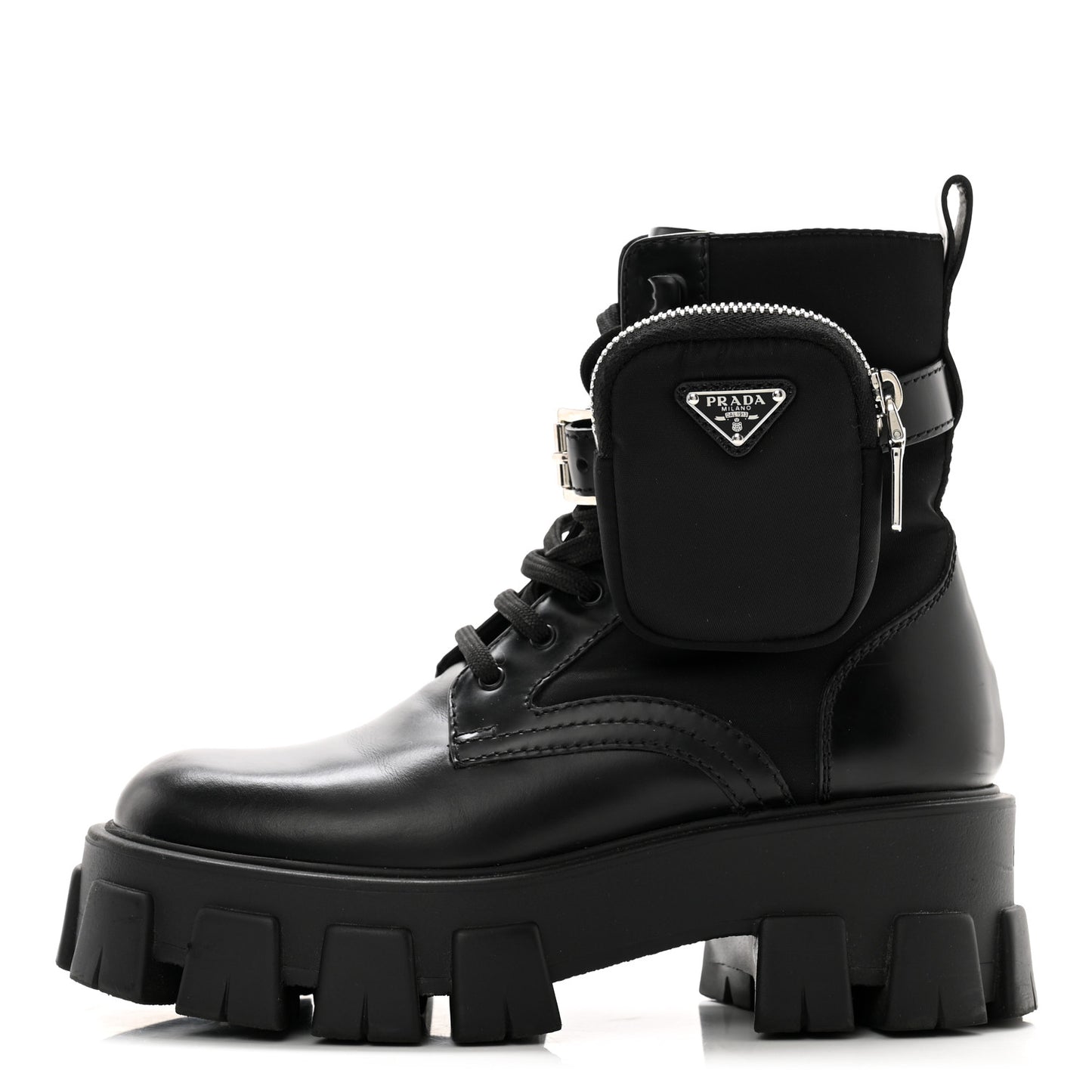 Spazzolato Rois Re-Nylon Metal Triangle Logo Monolith Pouch Pocket 55mm Boots 35.5 Black