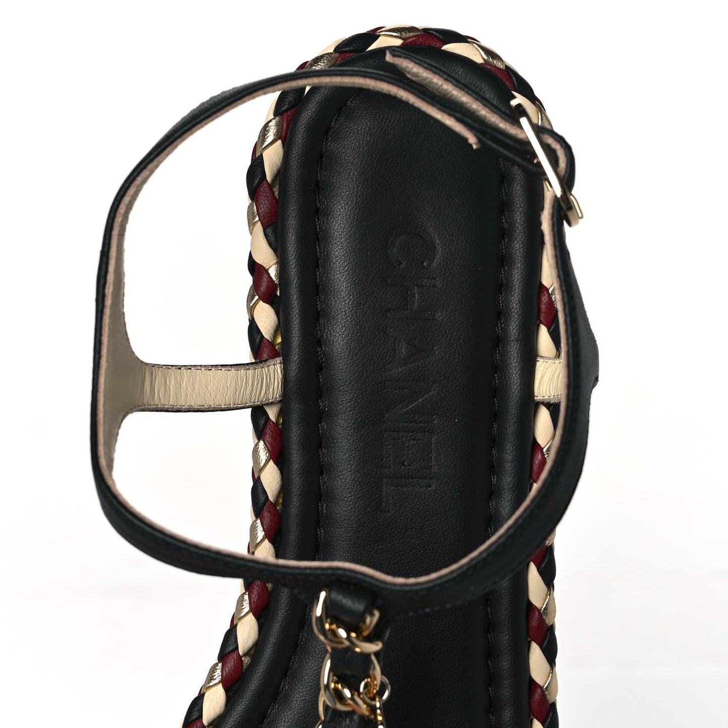 Grosgrain Chain Thong Sandals 38 Black
