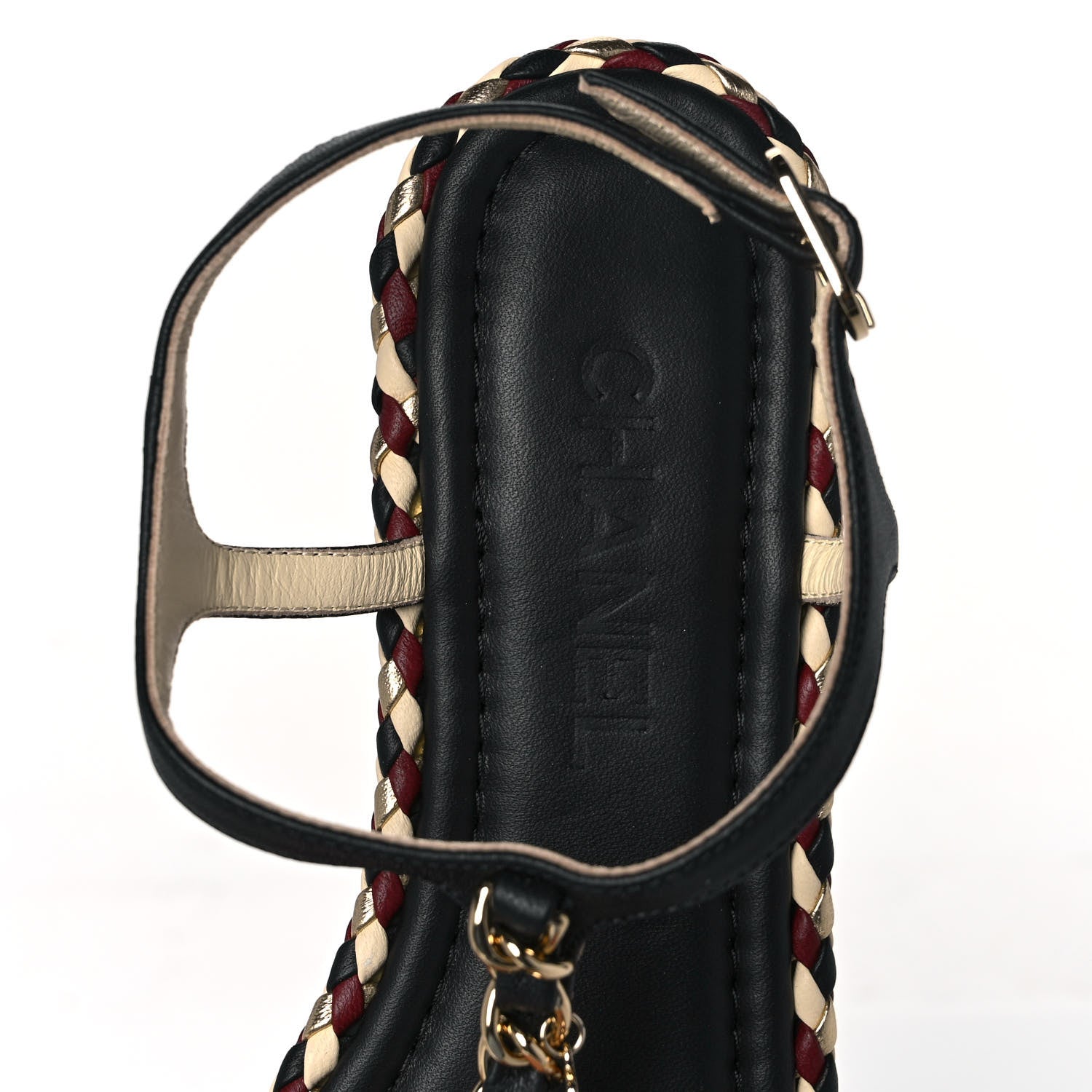 Chanel Grosgrain Chain Thong Sandals 38 Black 7 of 7