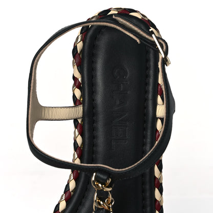 Chanel Grosgrain Chain Thong Sandals 38 Black 7 of 7