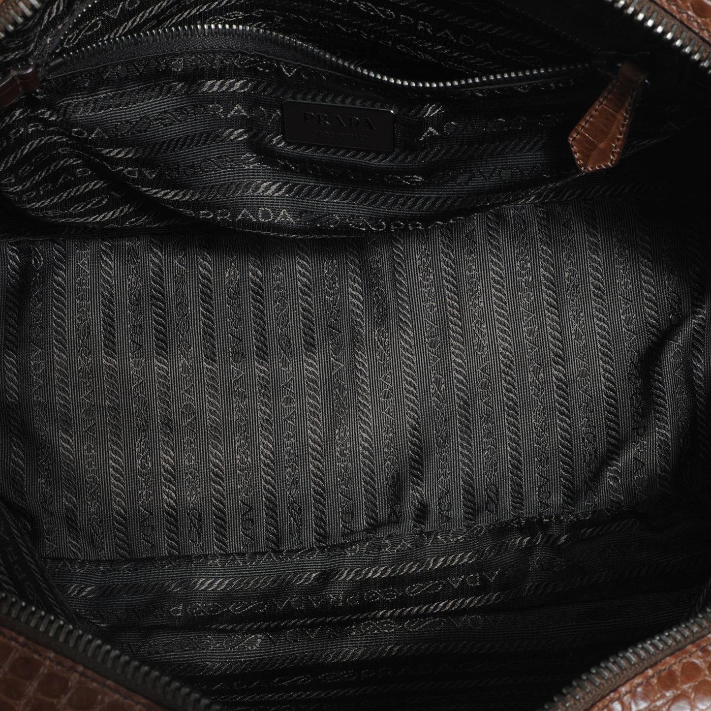 Calfskin Crocodile Embossed Winter Tabacco