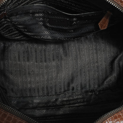 Prada Calfskin Crocodile Embossed Winter Tabacco 5 of 8