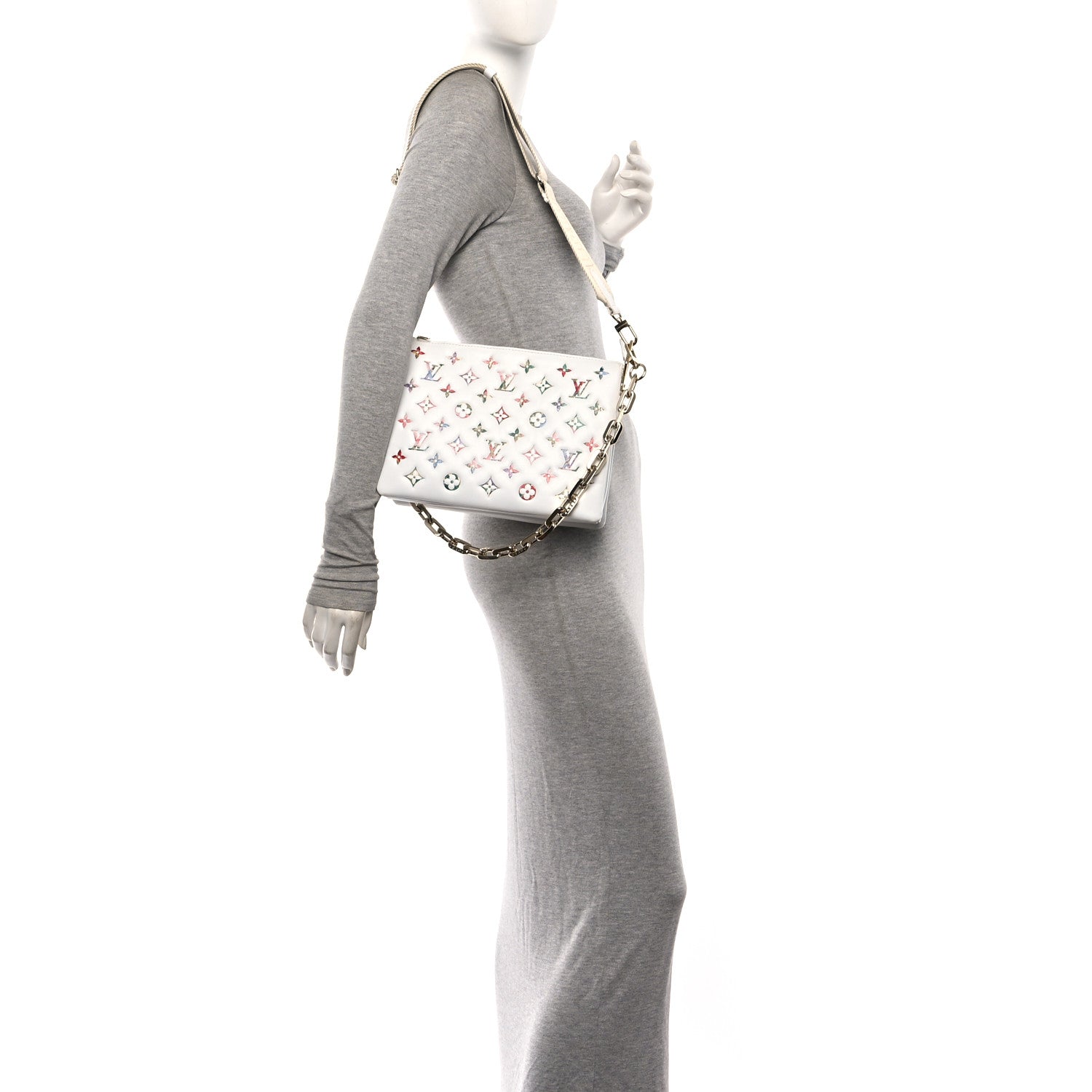 Louis Vuitton Lambskin Embossed Monogram LV Garden Coussin PM Cream 2 of 11