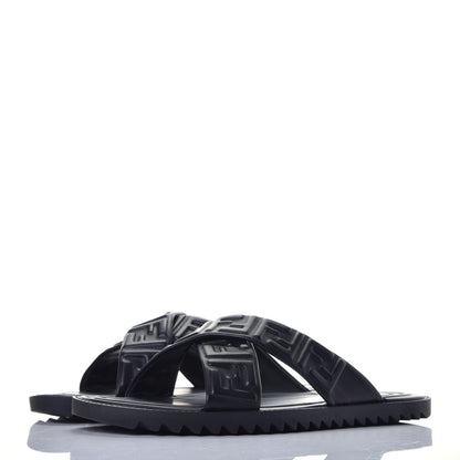 Fendi Nappa FF Embossed Mens Criss Cross Slide Sandals 6 Black 3 of 10