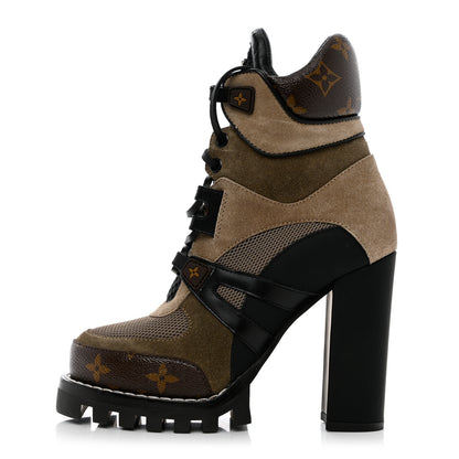 Louis Vuitton Suede Calfskin Monogram Star Trail Ankle Boots 36 Khaki 1 of 7