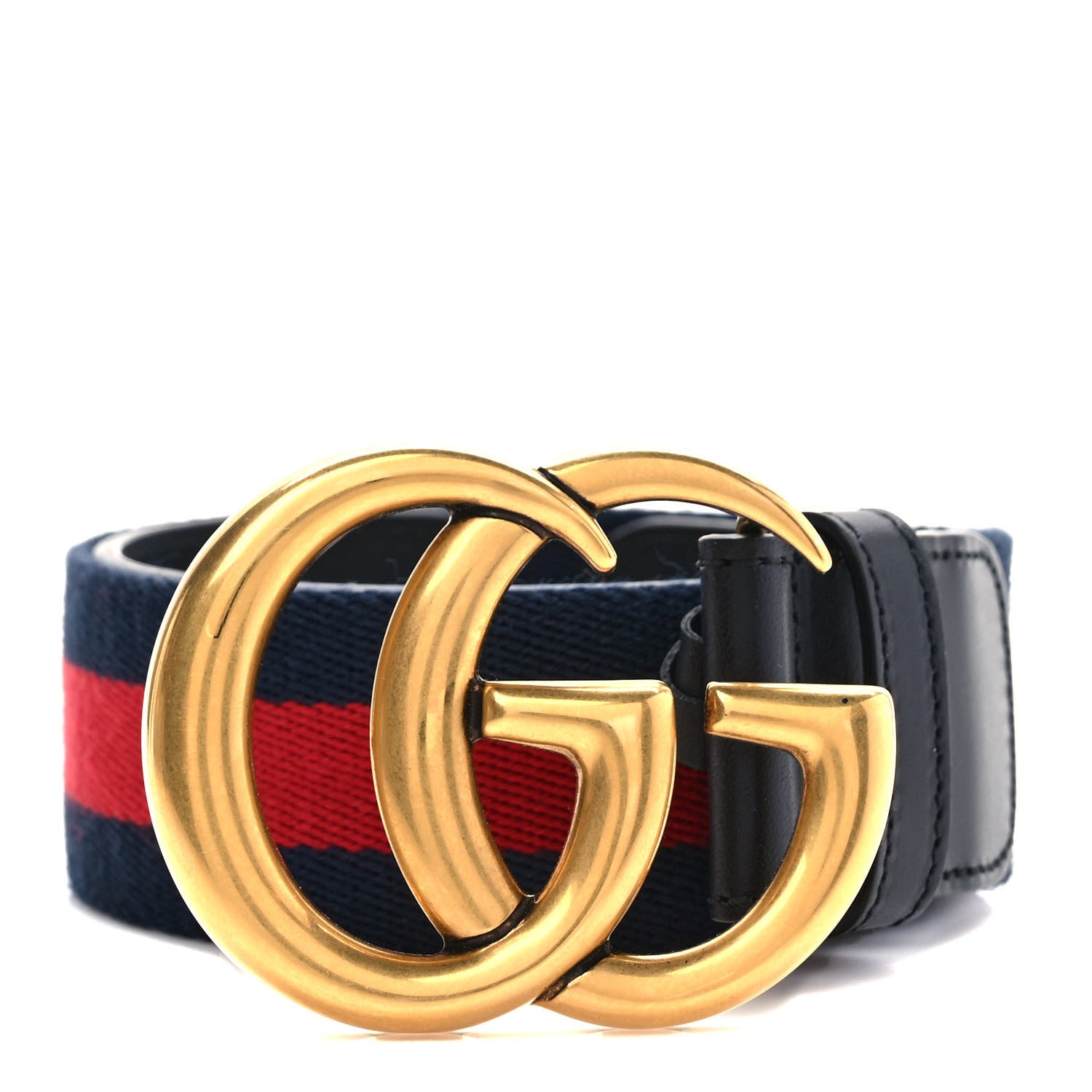 Gucci Nylon Calfskin Double G Web 40mm Belt 65 26 Blue Red Black 1 of 4