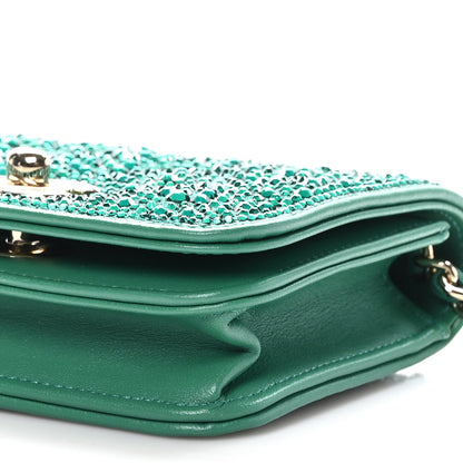 Chanel Lambskin Crystal Diamante Clutch With Chain Green 11 of 12