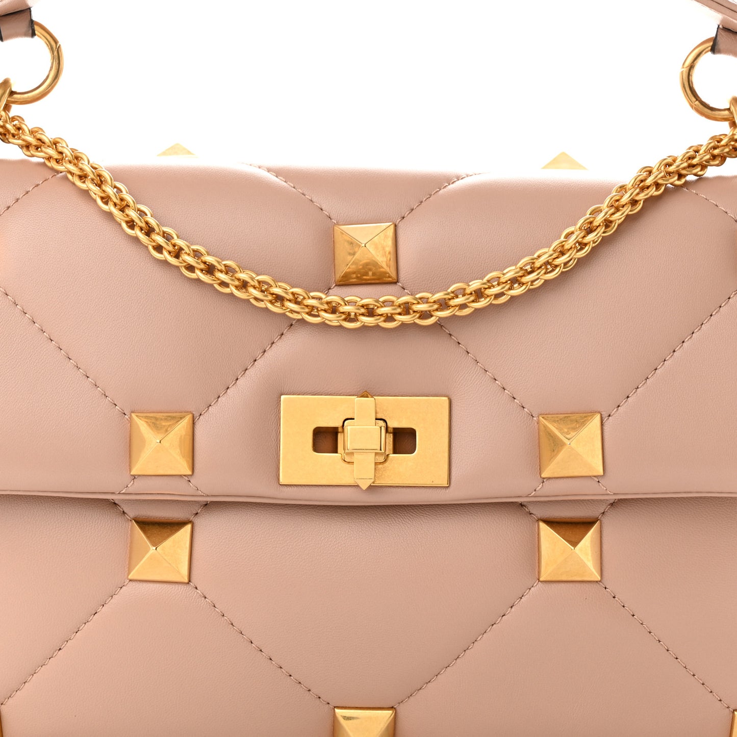 Nappa Large Roman Stud Shoulder Bag Rose Cannelle