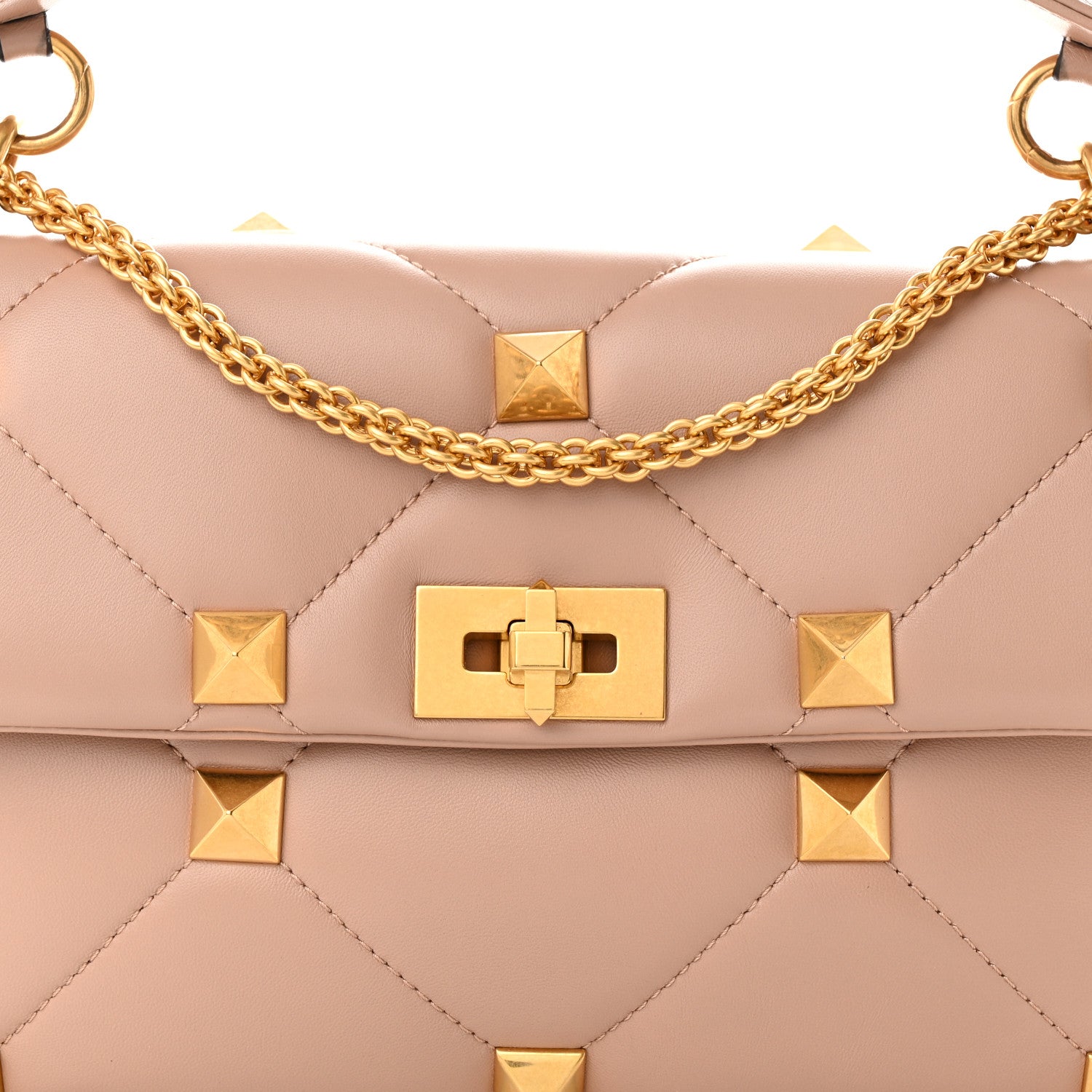 Valentino Garavani Nappa Large Roman Stud Shoulder Bag Rose Cannelle 7 of 9