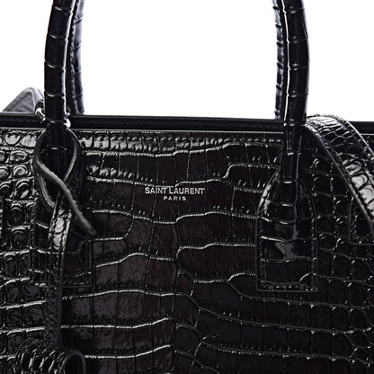Saint Laurent Calfskin Crocodile Embossed Baby Sac De Jour Black 9 of 9