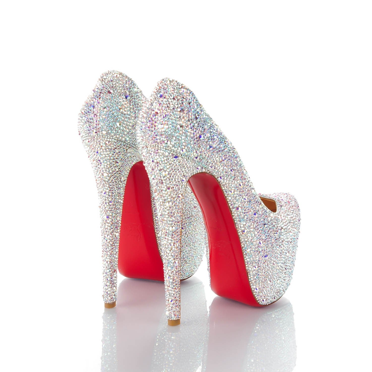 Christian Louboutin Crystal Suede Burma Daffodile Strass 160 Pumps 37.5 Aurora Boreale 4 of 7