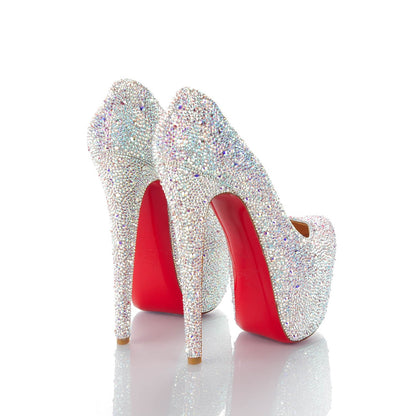 Christian Louboutin Crystal Suede Burma Daffodile Strass 160 Pumps 37.5 Aurora Boreale 4 of 7