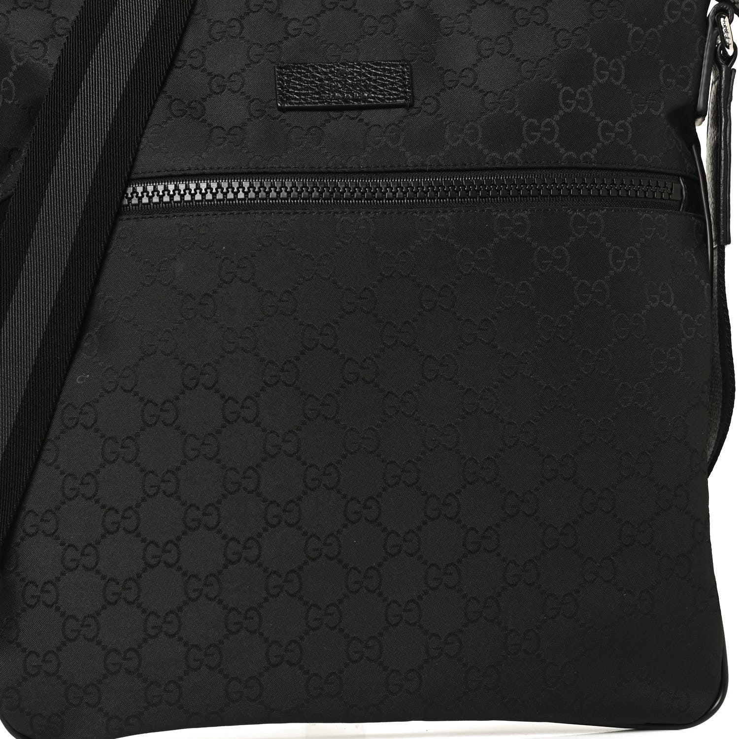 Gucci Nylon Monogram Medium Flat Messenger Bag Black 9 of 11