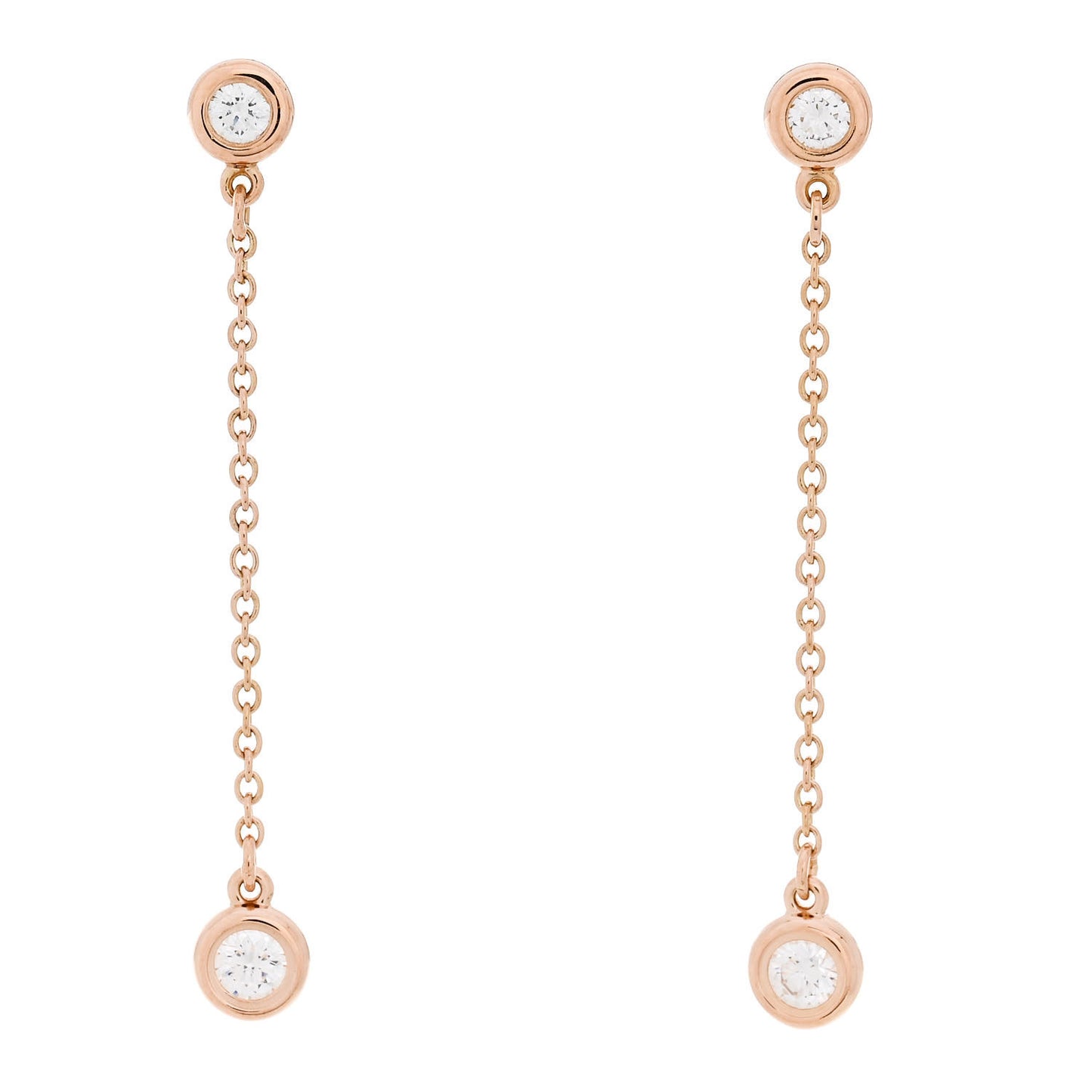 18K Rose Gold Diamond .24ctw Elsa Peretti Diamonds by the Yard Drop Earrings