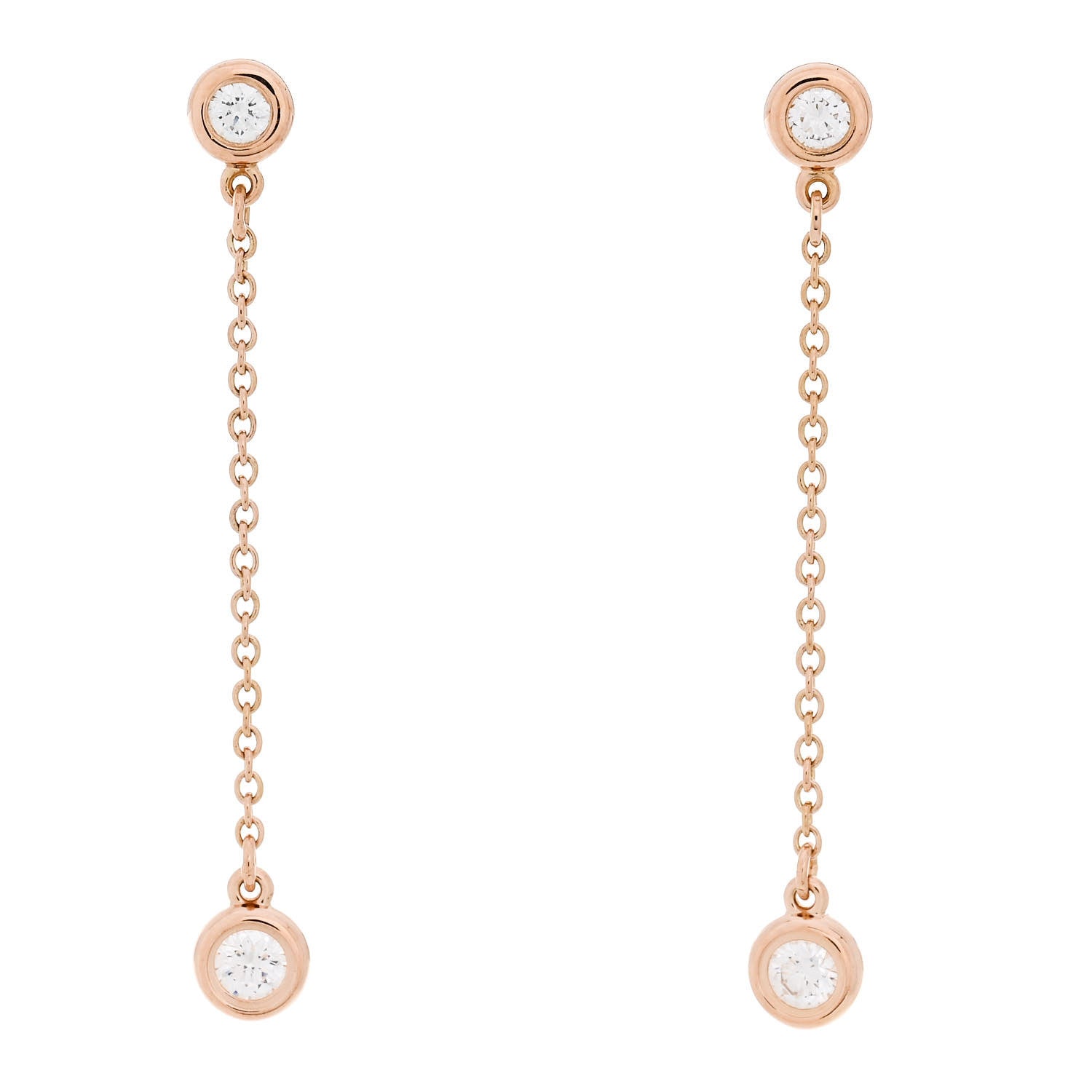 Tiffany 18K Rose Gold Diamond .24ctw Elsa Peretti Diamonds by the Yard Drop Earrings 1 of 5
