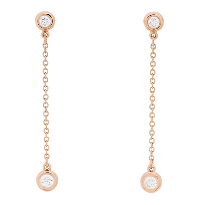 Tiffany 18K Rose Gold Diamond .24ctw Elsa Peretti Diamonds by the Yard Drop Earrings 1 of 5