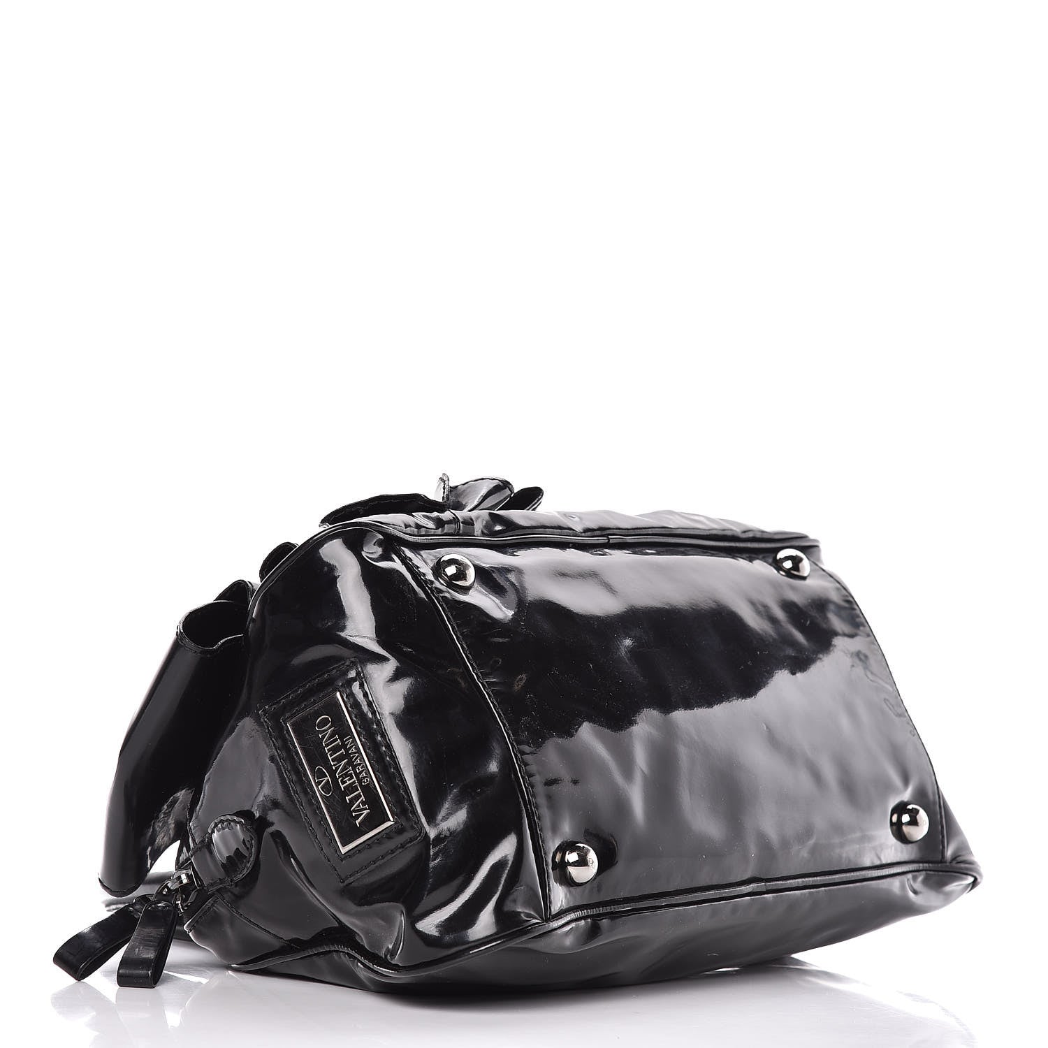 Valentino Garavani Patent Lacca Bow Bowler Tote Black 4 of 11