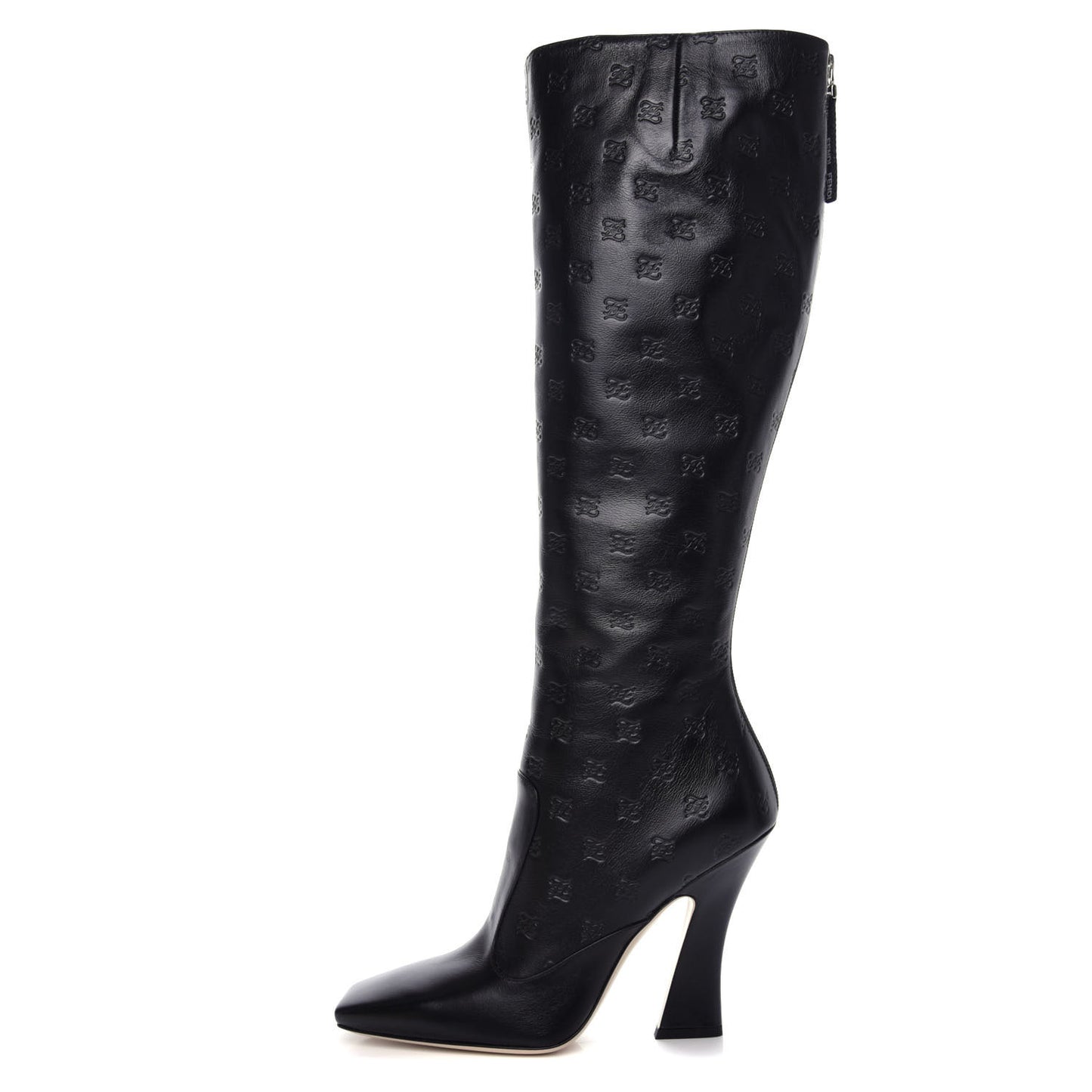 Vitello Karligraphy Embossed FFreedom Knee High Boots 39 Black